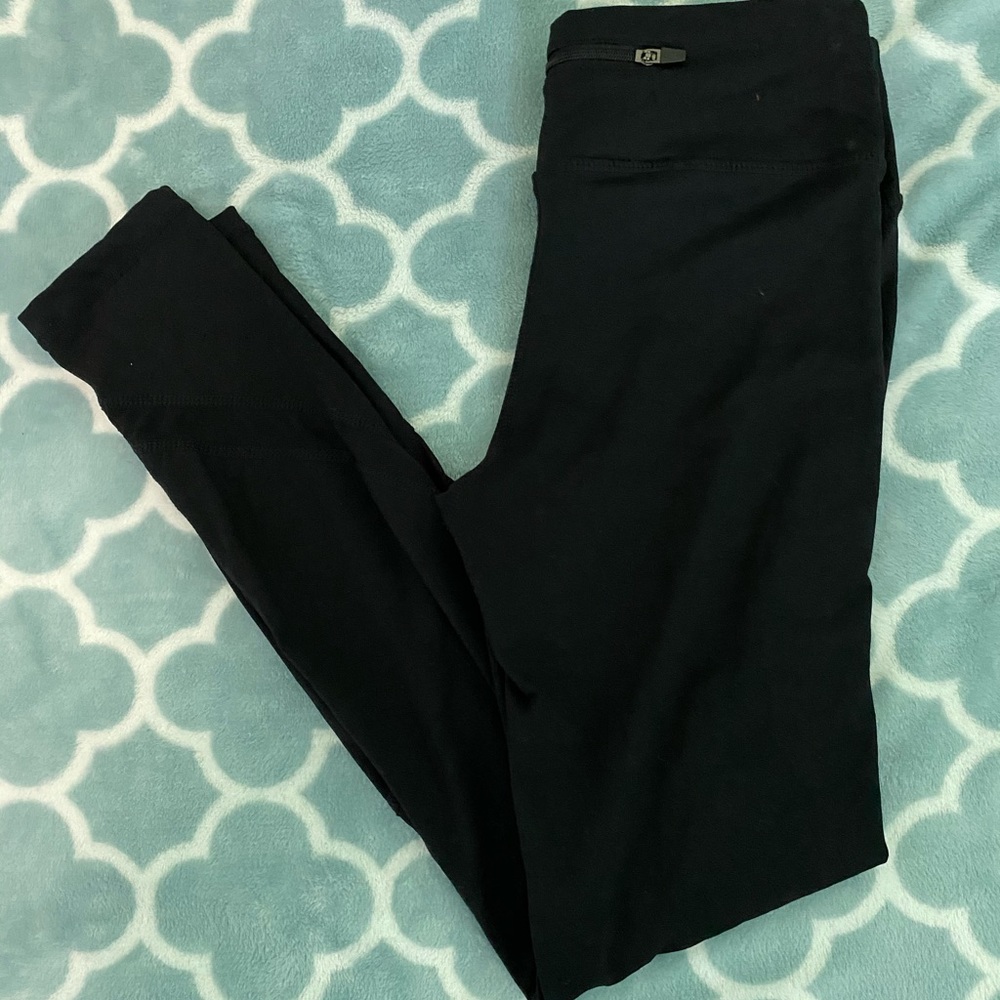 Black exercise leggings with mesh